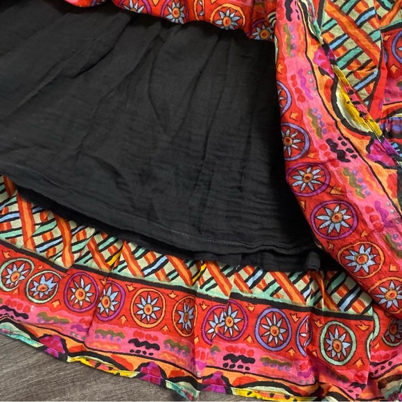 Vintage Jupe Indian maxi Skirt gauze cotton lining full circle tiered flowy - Picture 6 of 16